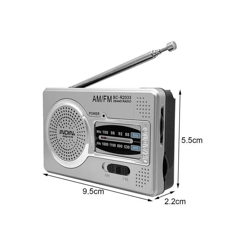 BC-R2033 AM FM Radio Telescopische Antenne Volledige Band Draagbare Radio-Ontvanger Retro FM Wereld Zakradio Speler (op batterijen)