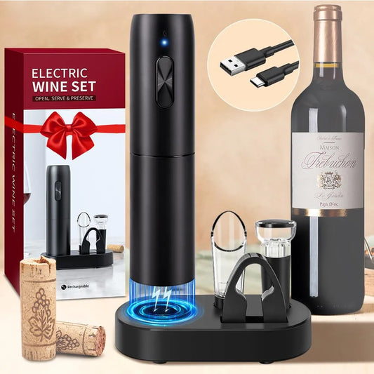 Elektrische Wijnflesopener Automatische Rode Wijnkurkentrekker Oplaadbare Wijnopener met Oplaadstation Wijntools Keukenproducten