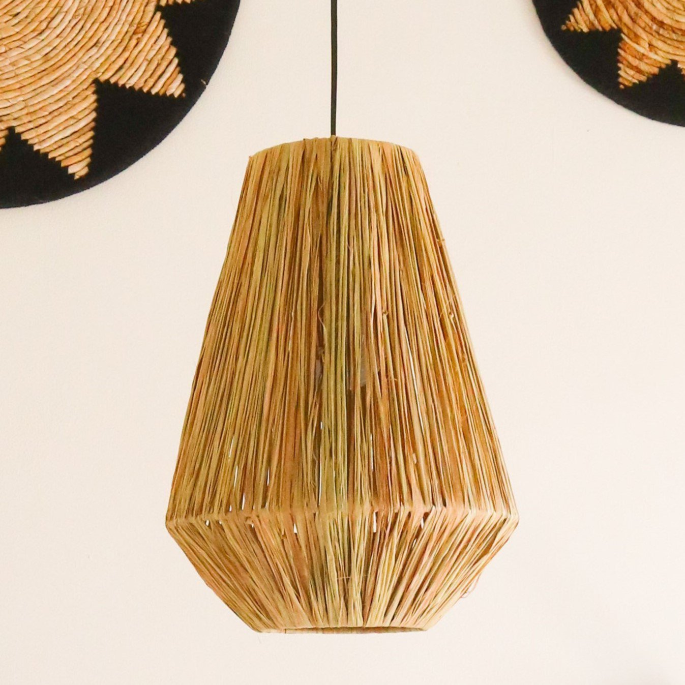 Lampshade Ceiling Lamp Pendant round ENDAH made of Raffia