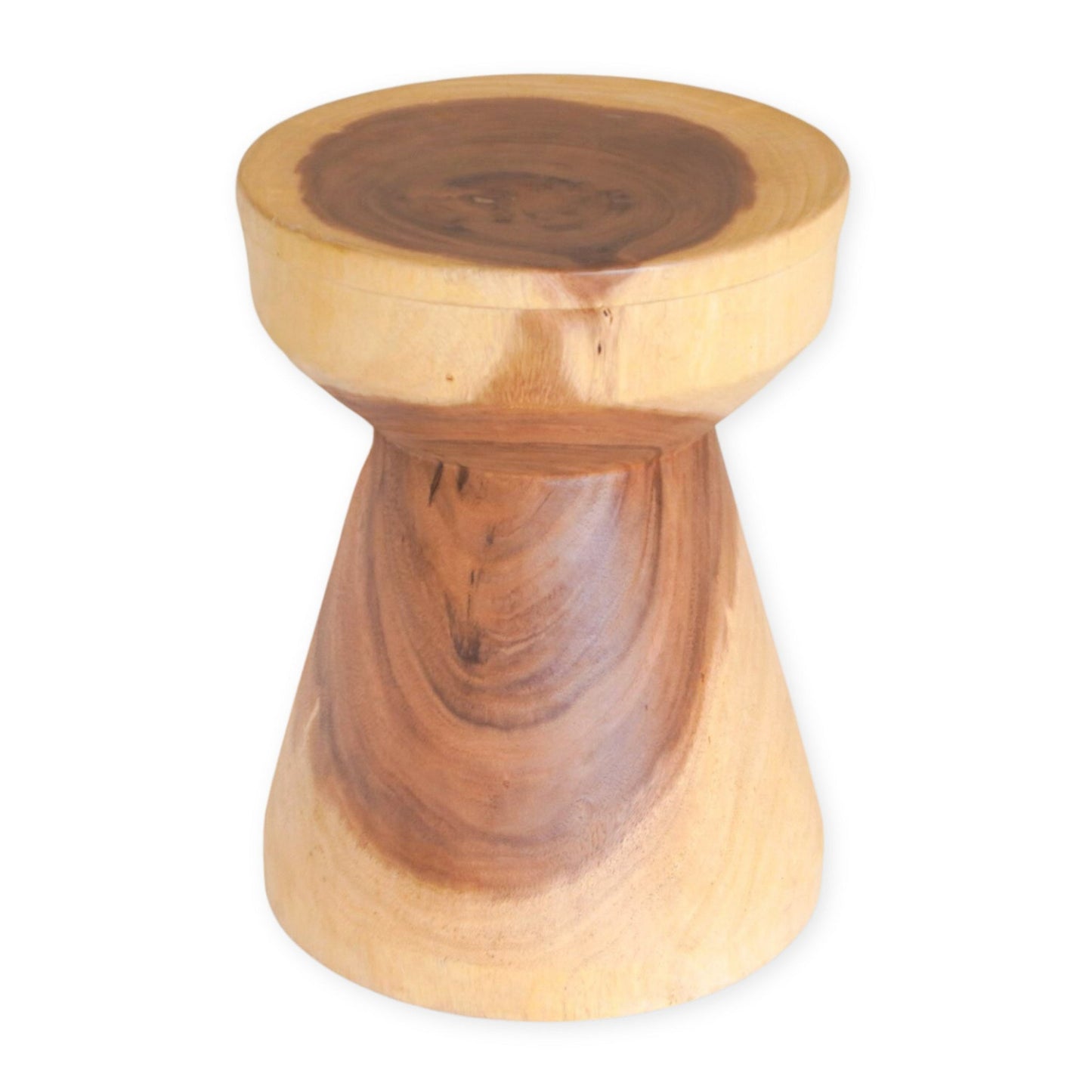 Massieve ronde houten bijzettafel Ø30 cm MANADO kleine tafel van regenboomhout met natuurlijke tweekleurige nerven