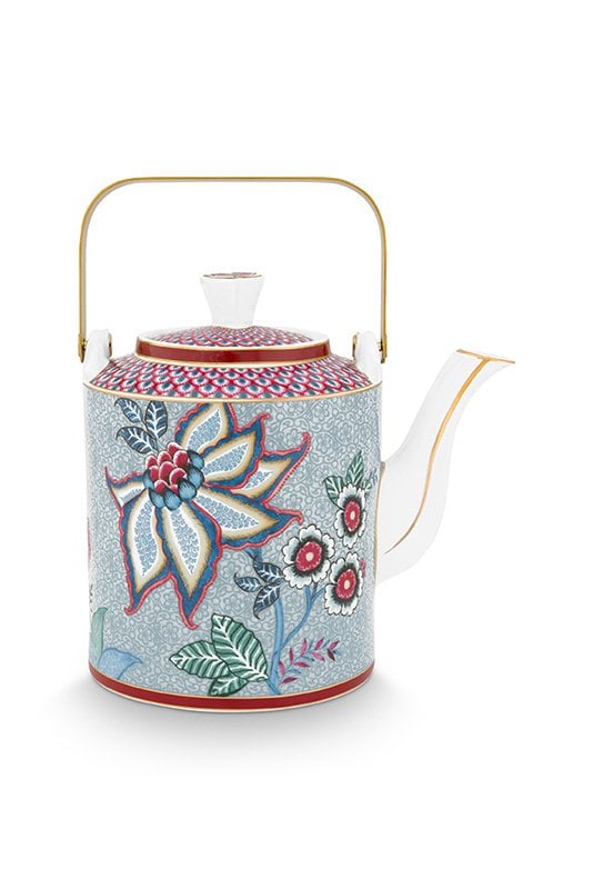 Giftset Teapot Oriental Flower Festival Blue 1 ltr