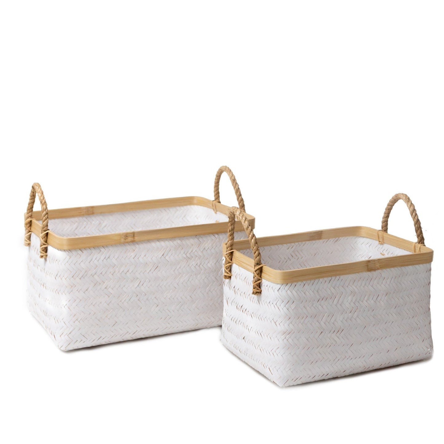 Storage basket VAYA made of Bamboo | Decorative white rectangular basket