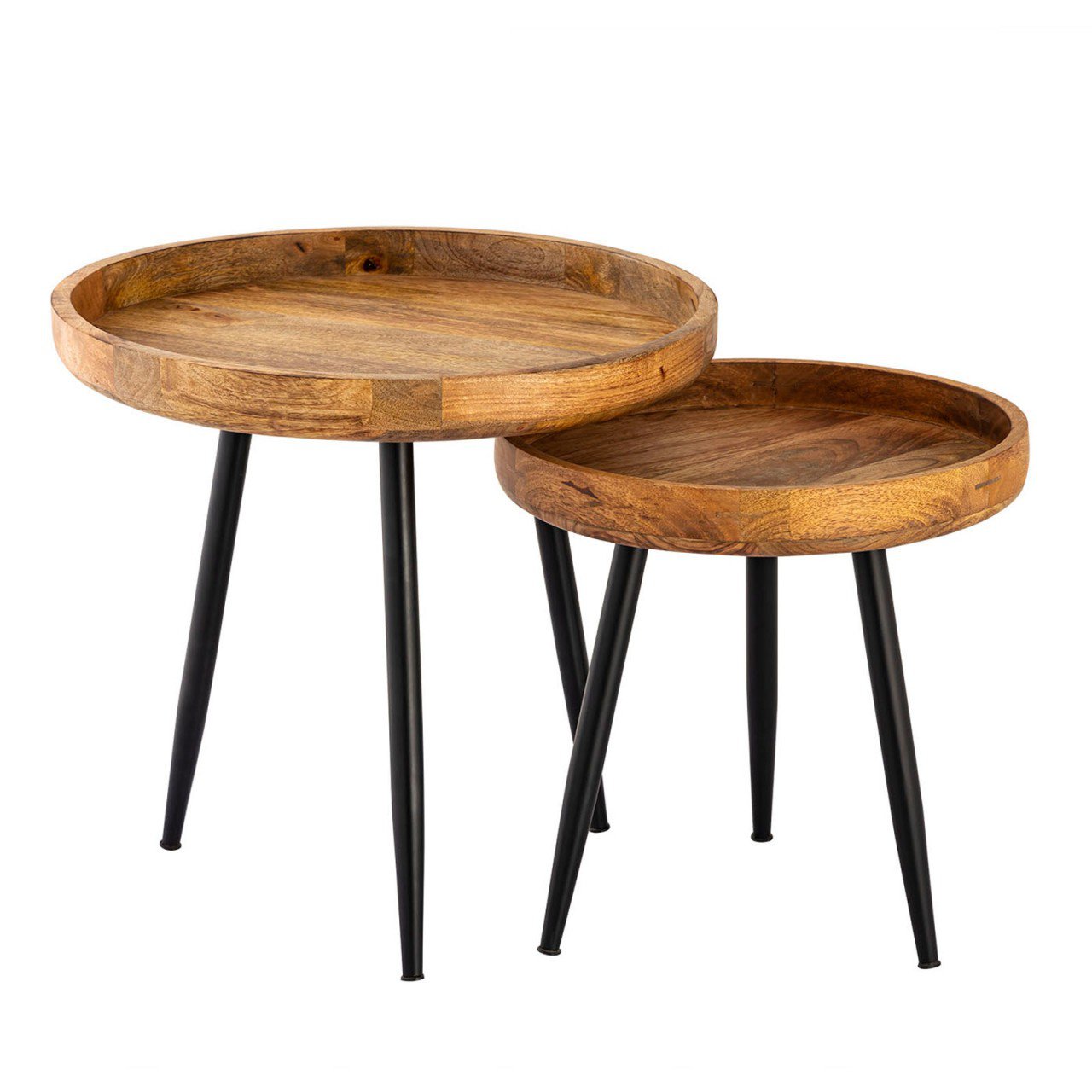 Side table wood round ø 40 or 50cm coffee table living room table Vancouver metal legs matt black