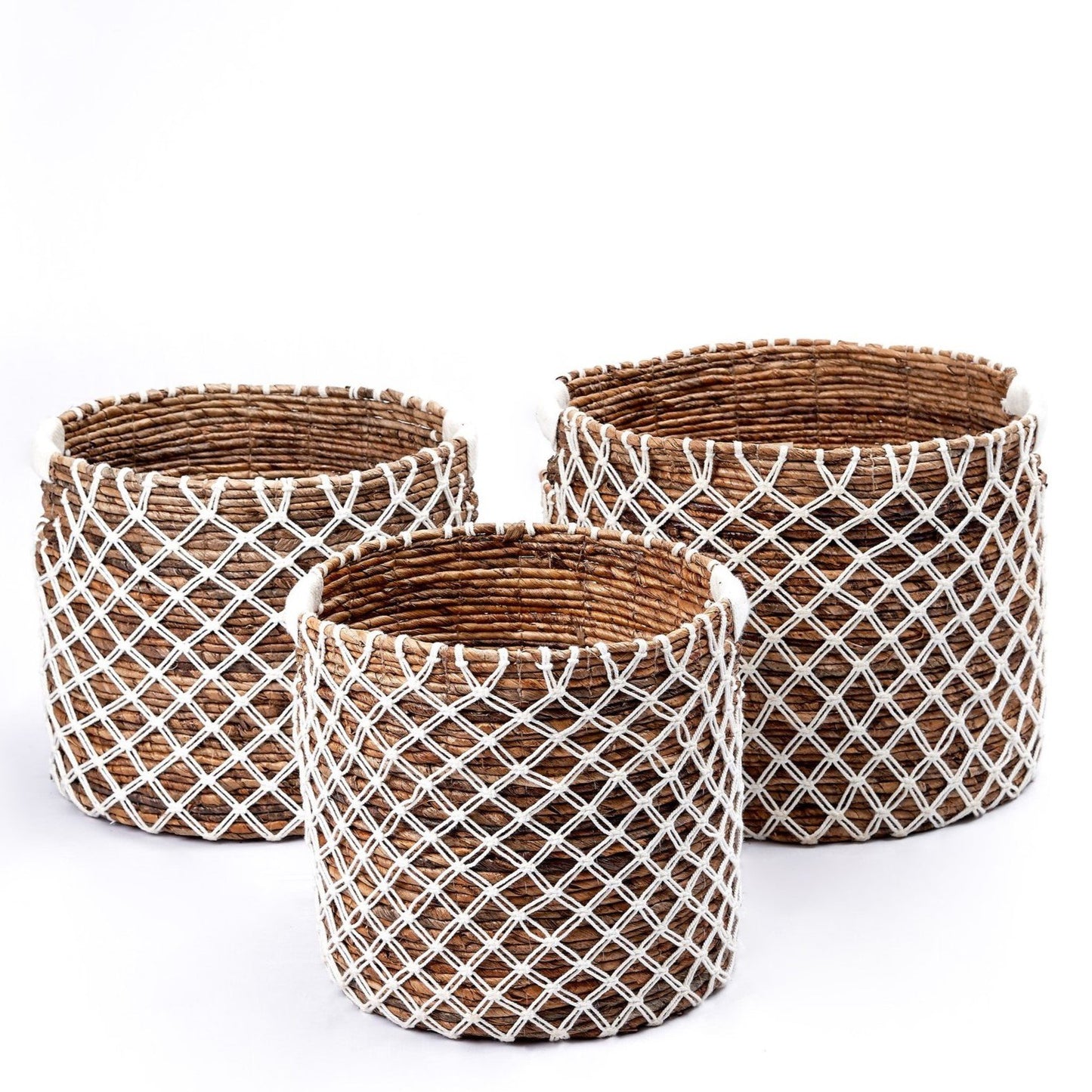 Storage basket PURA | Plant basket | Laundry basket (white) made of banana fiber (3 sizes)