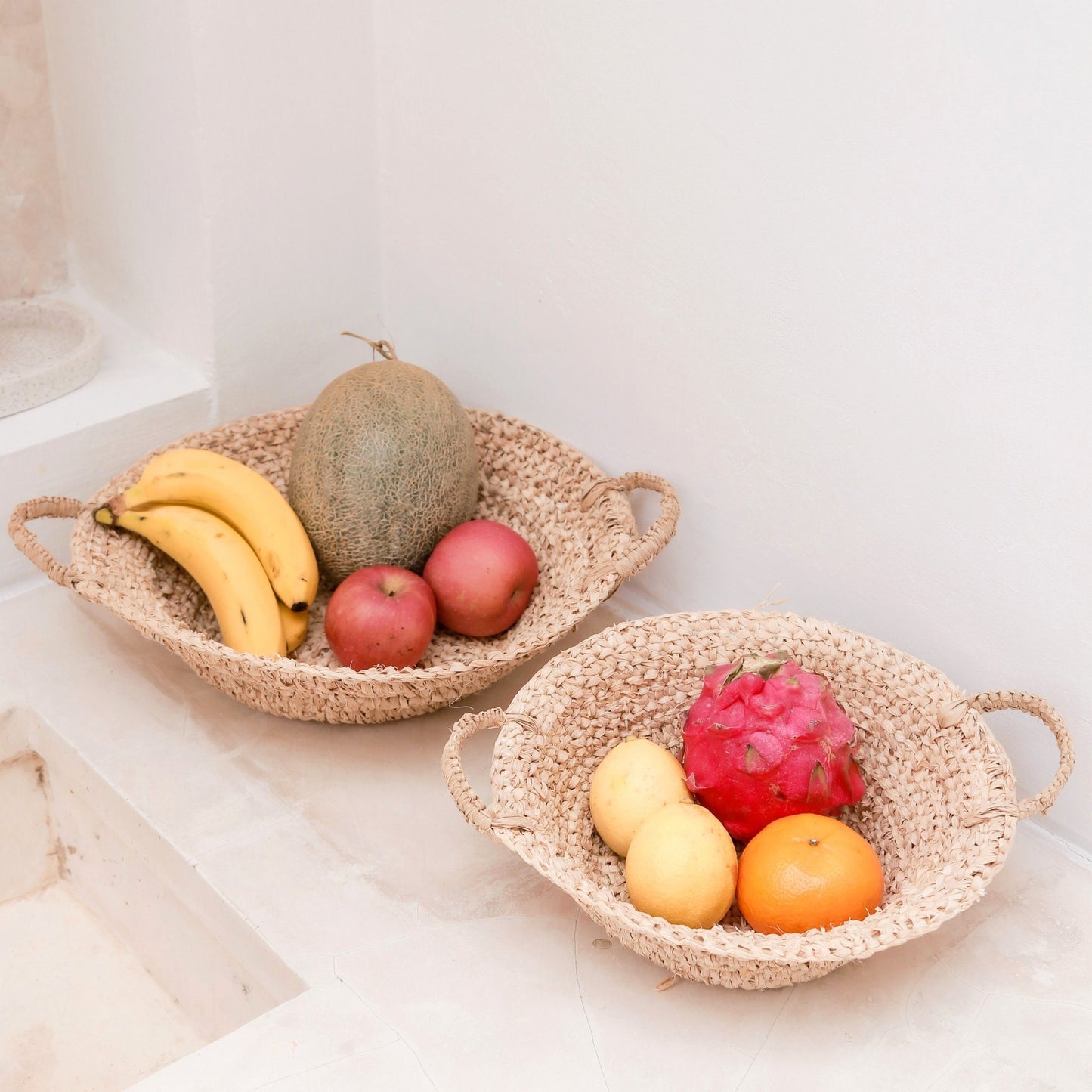 Woven Raffia Bowl | Fruit bowl made of light natural fibers | Bread basket RAGA (2 sizes)