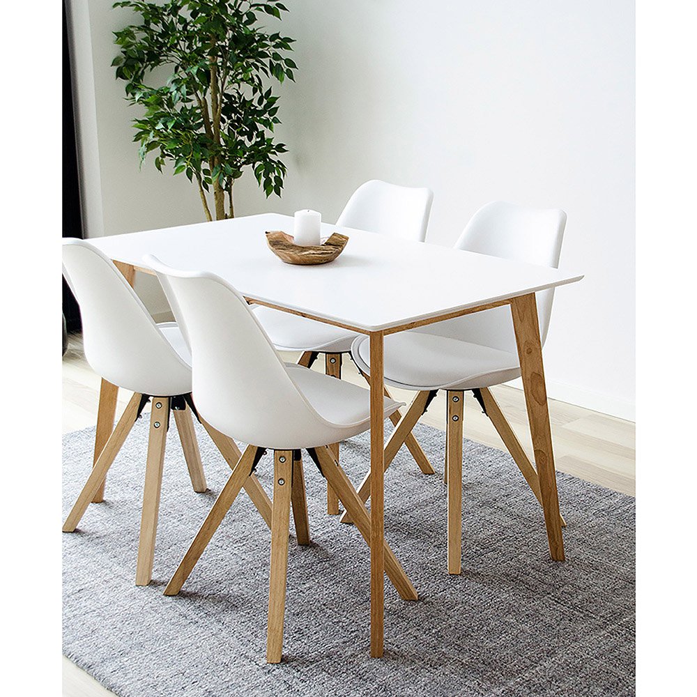 Vojens Dining Table - Eettafel in wit en naturel 120x70xh75 cm