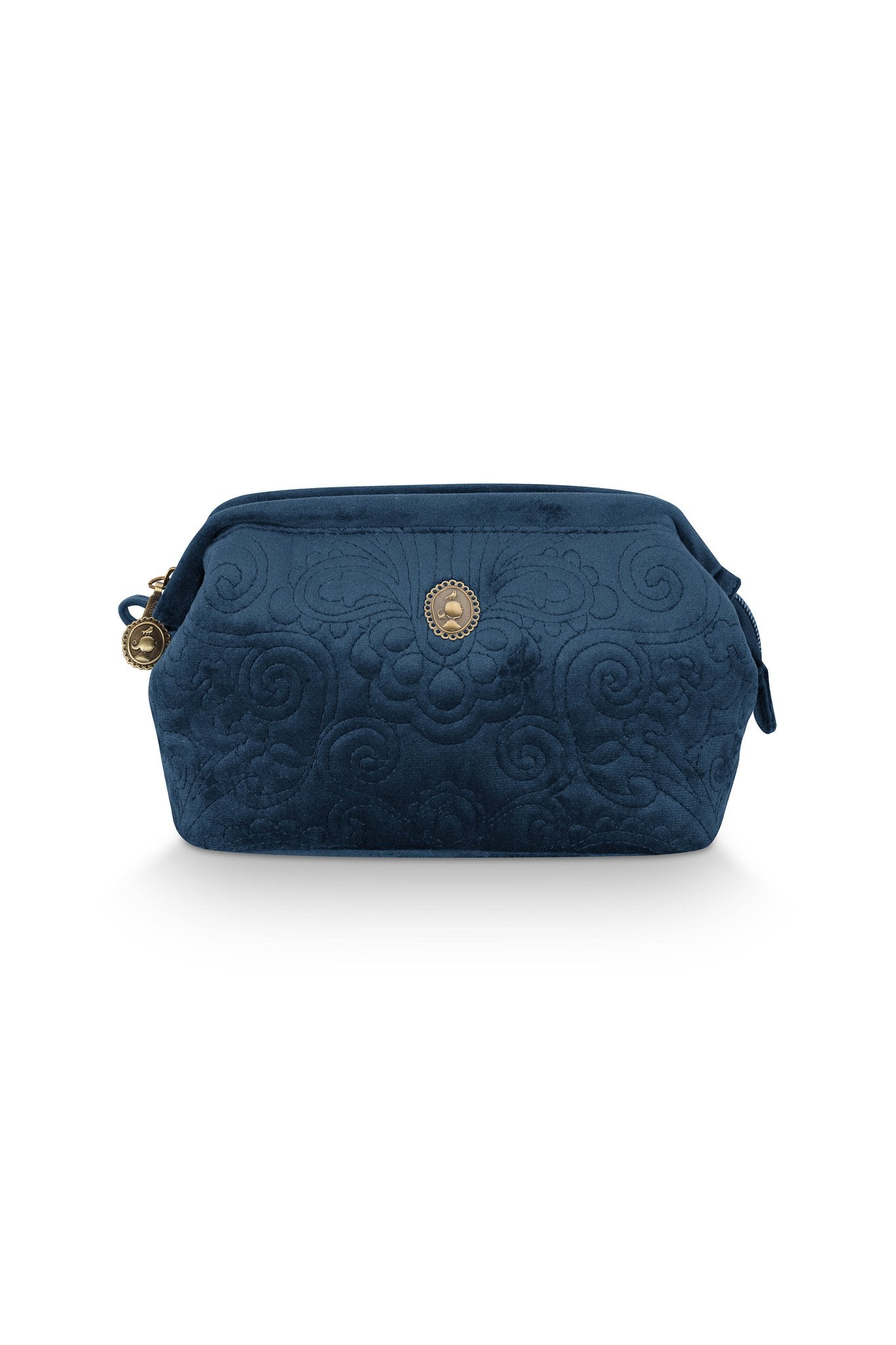 Cosmetic Purse Small Velvet Quiltey Days Blue 19x12x8.5cm